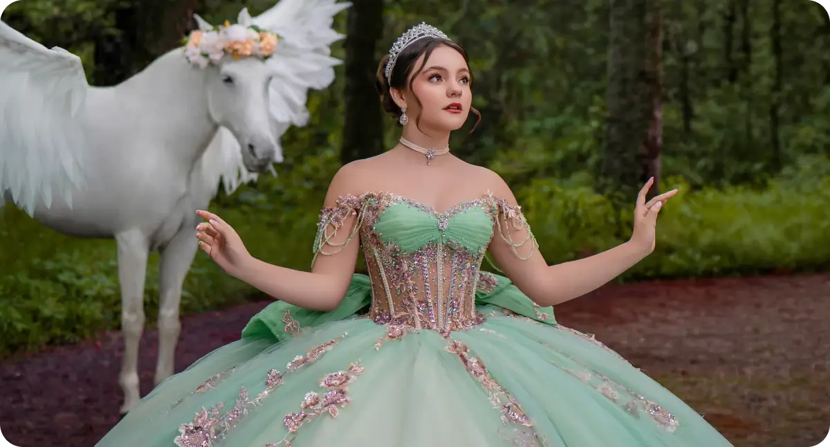 Vestidos de quinceañera verdes