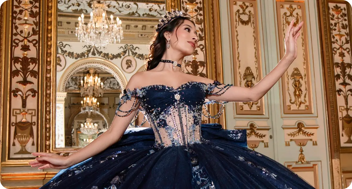 Vestidos de quinceañera azul marino