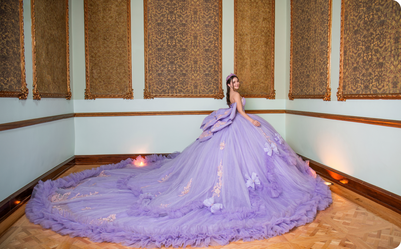 Vestido de XV en morados