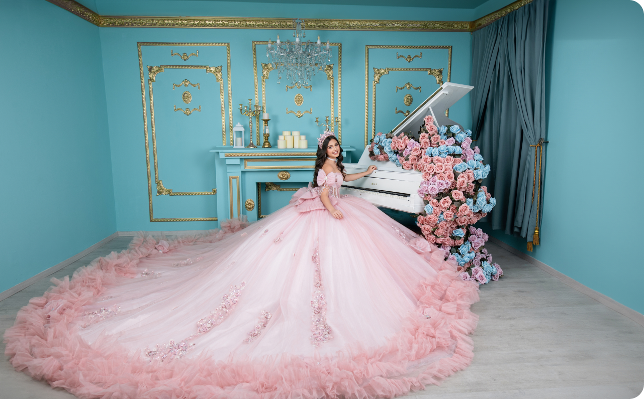 Vestido de XV en rosas